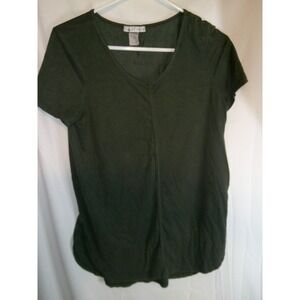 Moa Moa Olive Green V-Neck T-Shirt Casual Everyday Top Size‎ Medium